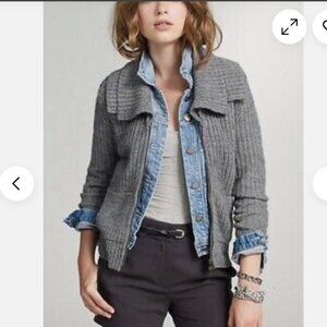 J. Crew Full Zip Alpaca Wool Double Collar Sweater XS Cozy Cottage Comfy Winter